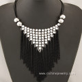 Rhinestone Triangle Necklace Statement Tassel Chain Necklace